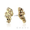 PAIR OF 18K GOLD PLATED INGOT CENTERED SHAPE NUGGET EARRINGS